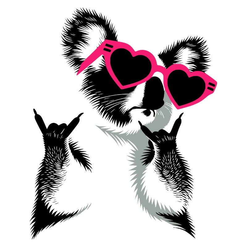 Koala mit Herzbrille Rockhandzeichen