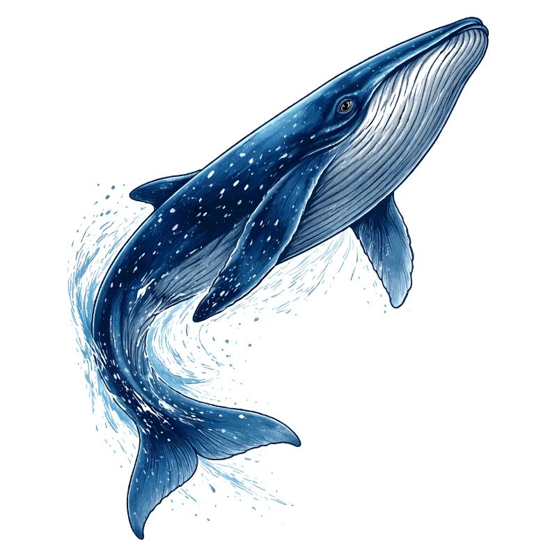 Blauwal Illustration im Sprung 