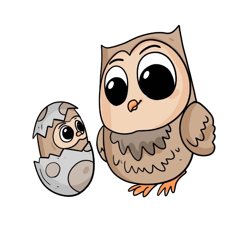 Eule mit Baby Eule