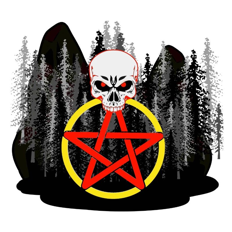 Pentagram Forest Wilderness Skull Horror Satanic