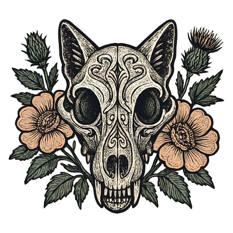 Blossoms Skull Fox
