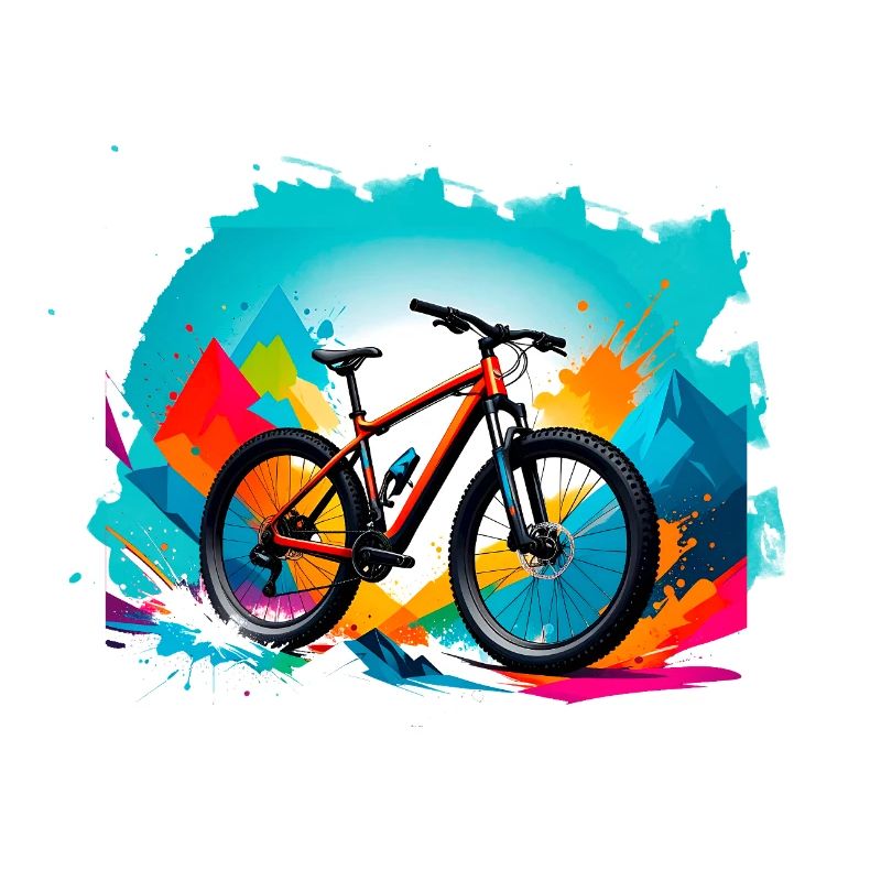 illustration,mountainbike,rennrad,graffiti,berge