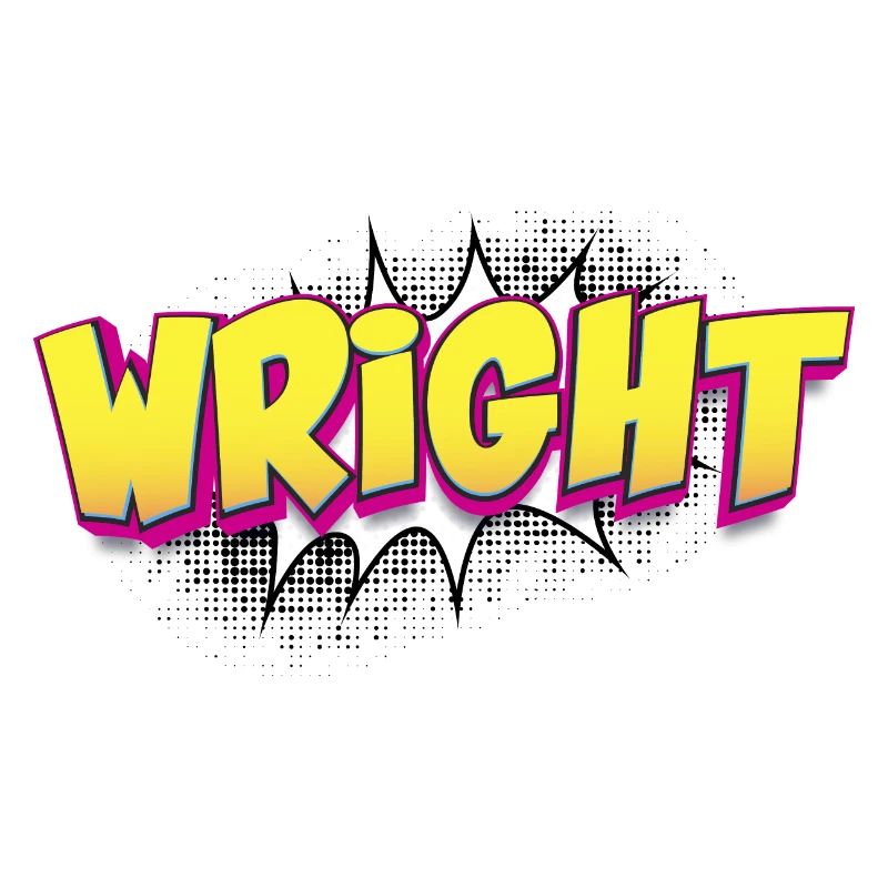 Wright benutzerdefinierter Name Comic-Buch-Stil Pop-Art,