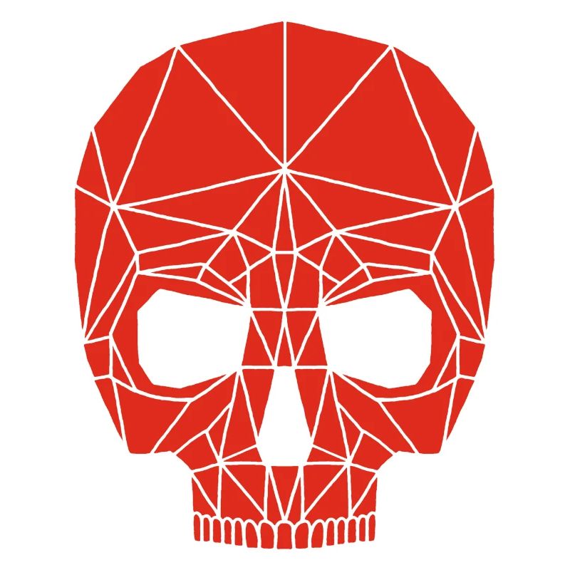 Roter Roboterschädel
