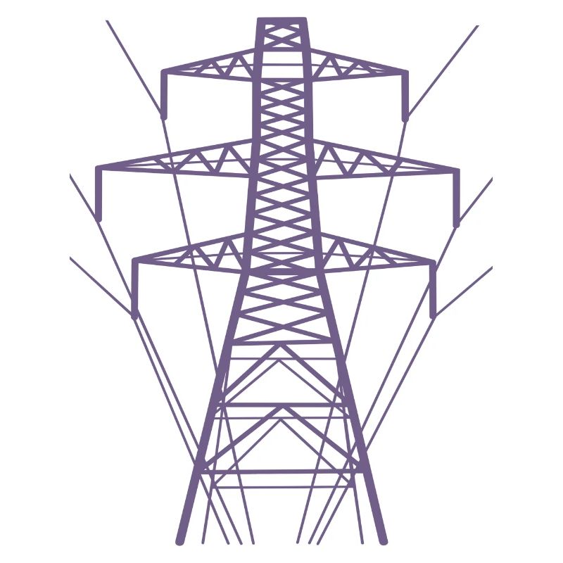 Weiße Strommast-Silhouette