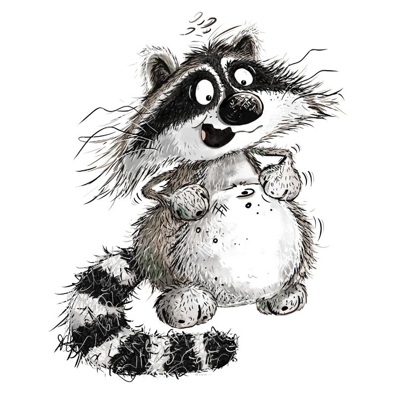 Lustiger Waschbär Cartoon Wildtier