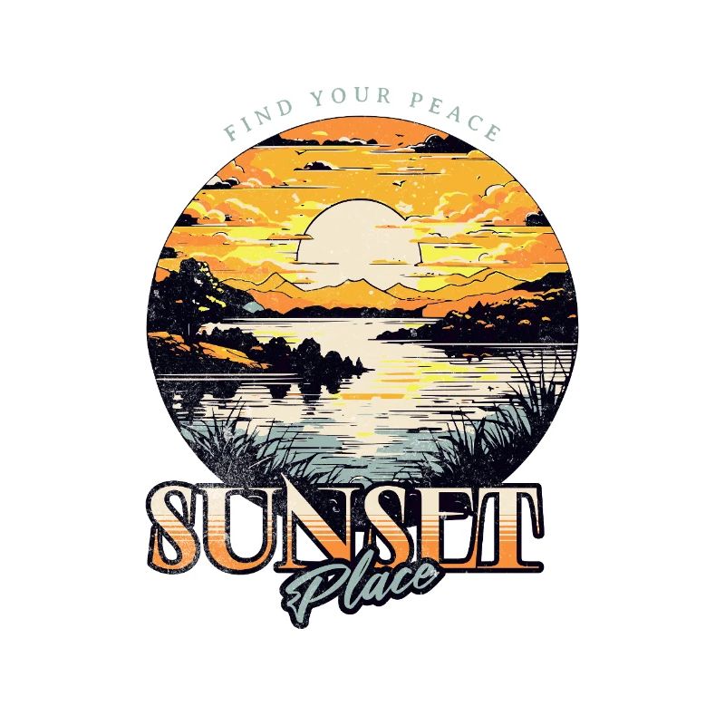 Sonnenuntergang am See Illustration