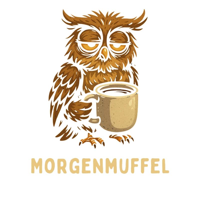 Morgenmuffel-Eule mit Kaffee