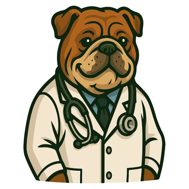 Bulldogge Tierarzt Illustration