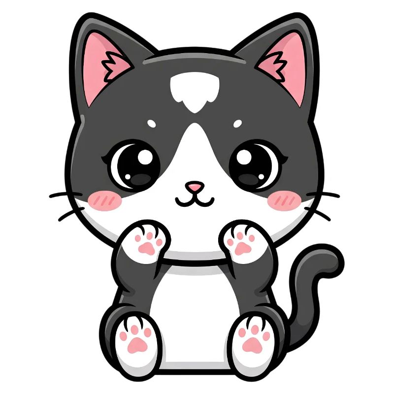 Kawaii-Katze mit errötenden Pfoten