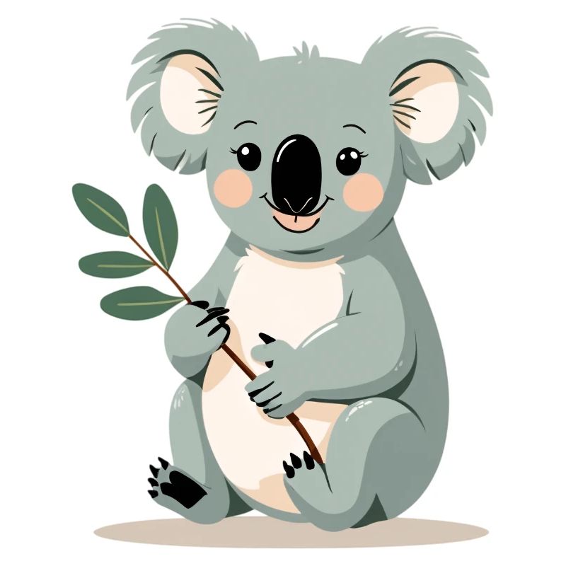 Kleiner Koala mit Blattzweig