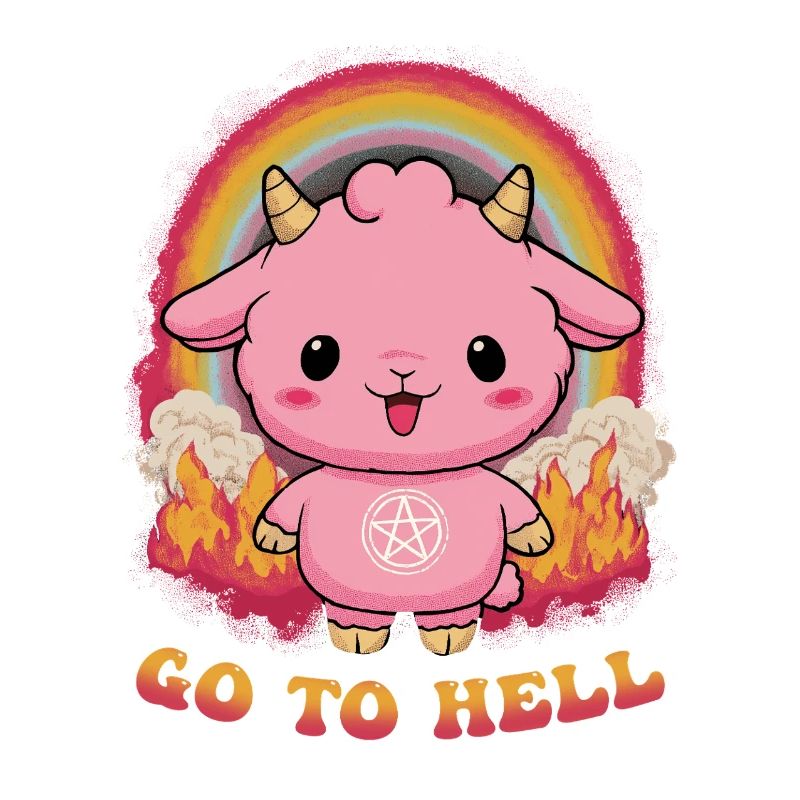 Pinkes Dämonchen mit Regenbogen