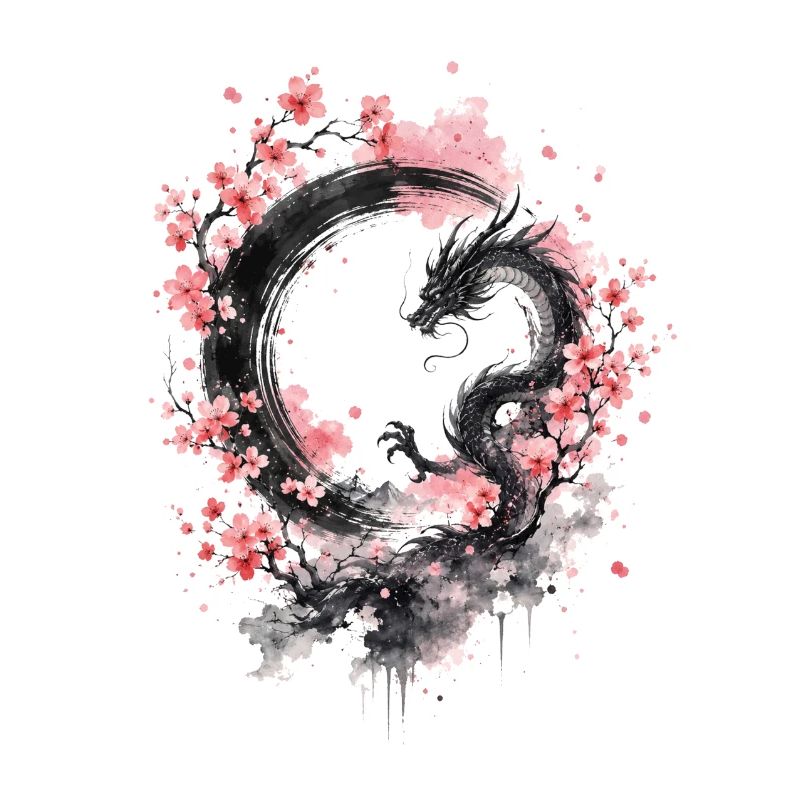 Sakura Dragon Ink Circle