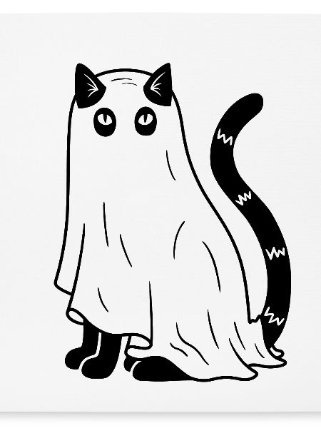 Halloween Katze Gespenst - Schwarz