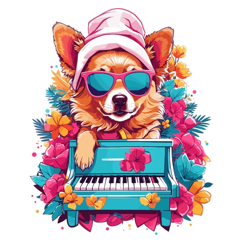 Hund mit Piano