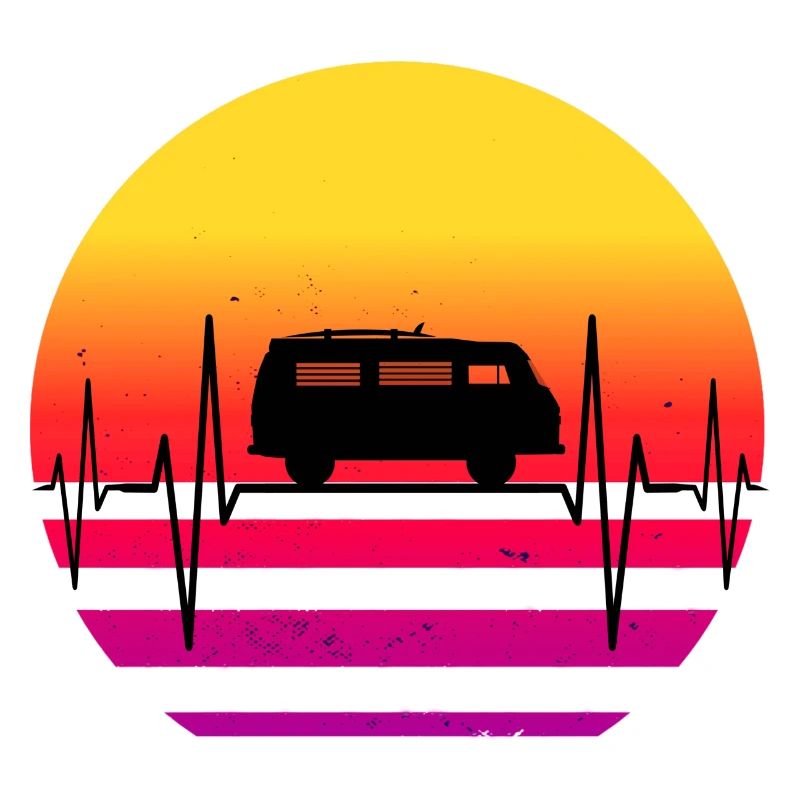 Bully Surf Trip Surfer Van Retro Sunset