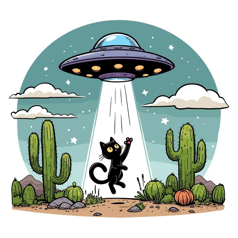 UFO Cat Space Aliens Space Cactus Funny Fun