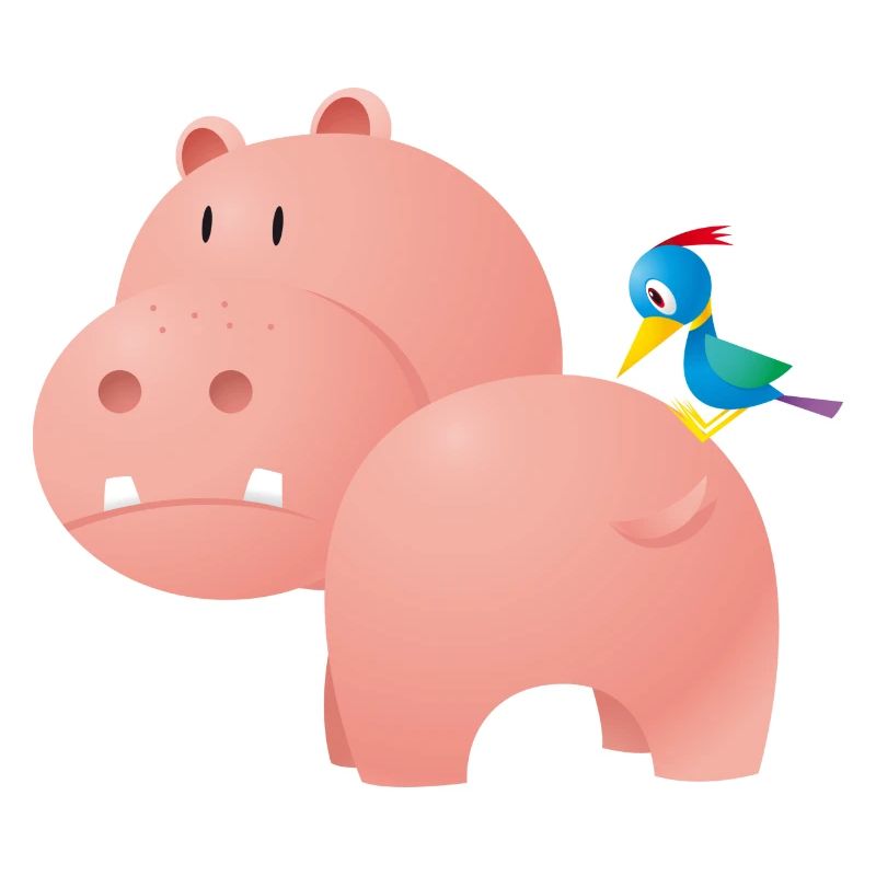 Nilpferd mit Vogel