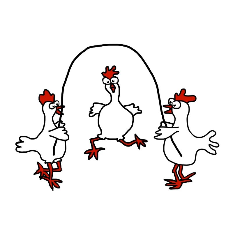 Seilspringende Hühner