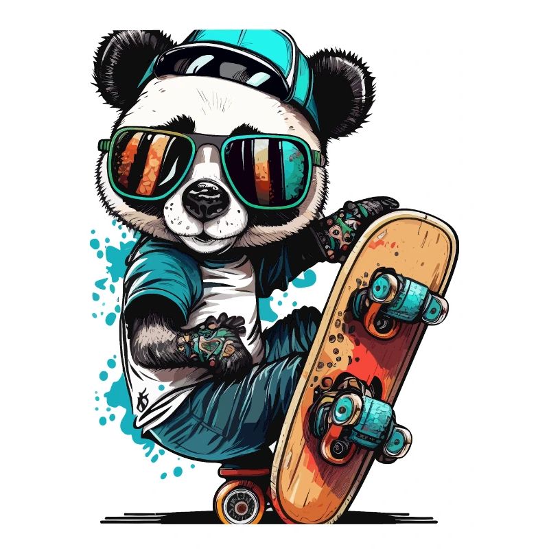 Pandas Skateboarding