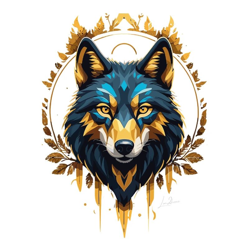Geometric Gold Wolf