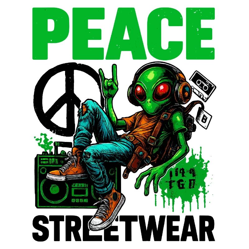 Alien mit Peace-Boombox