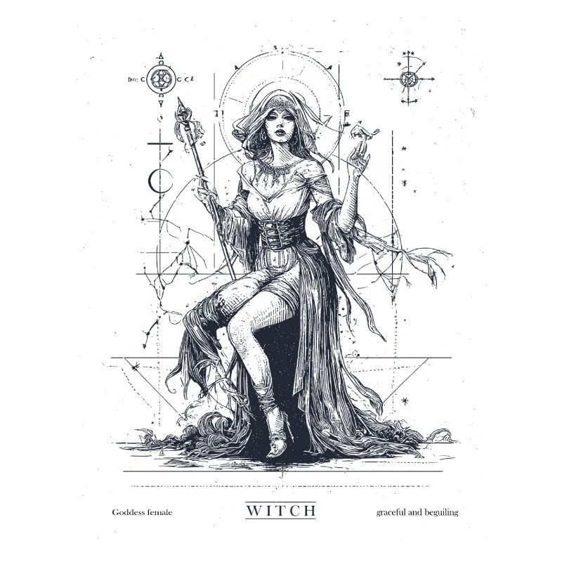 Mystische Hexe mit Zauberstab