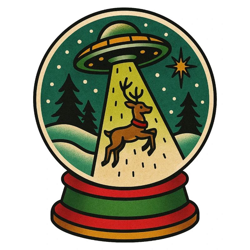 Festliche UFO-Entführungsszene