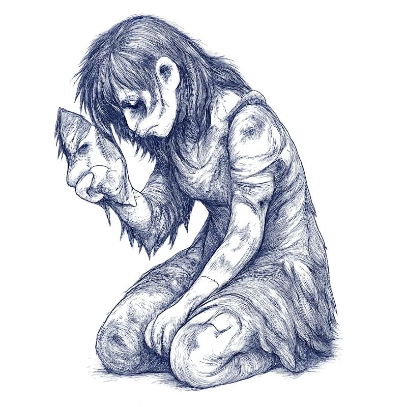 Melancholische Mädchenfigur Skizze