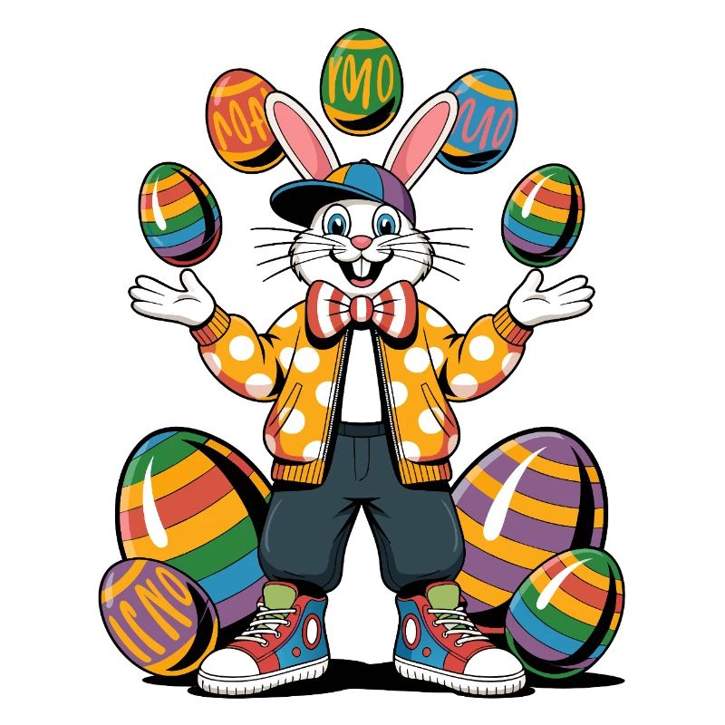 Bunter Osterhase mit Eierkranz