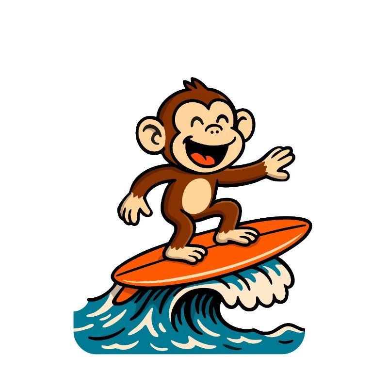 Surfing Monkey Cartoon – Sommer-Tropendesign