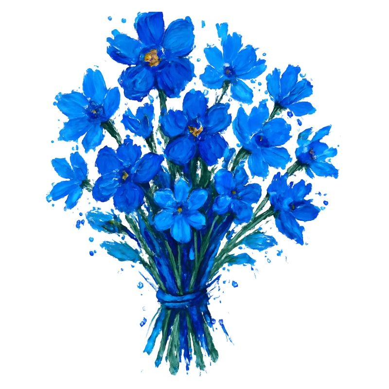 Blaues Aquarellbouquet