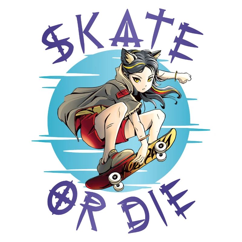 Skate oder stirb Skateboarder Anime Mädchen