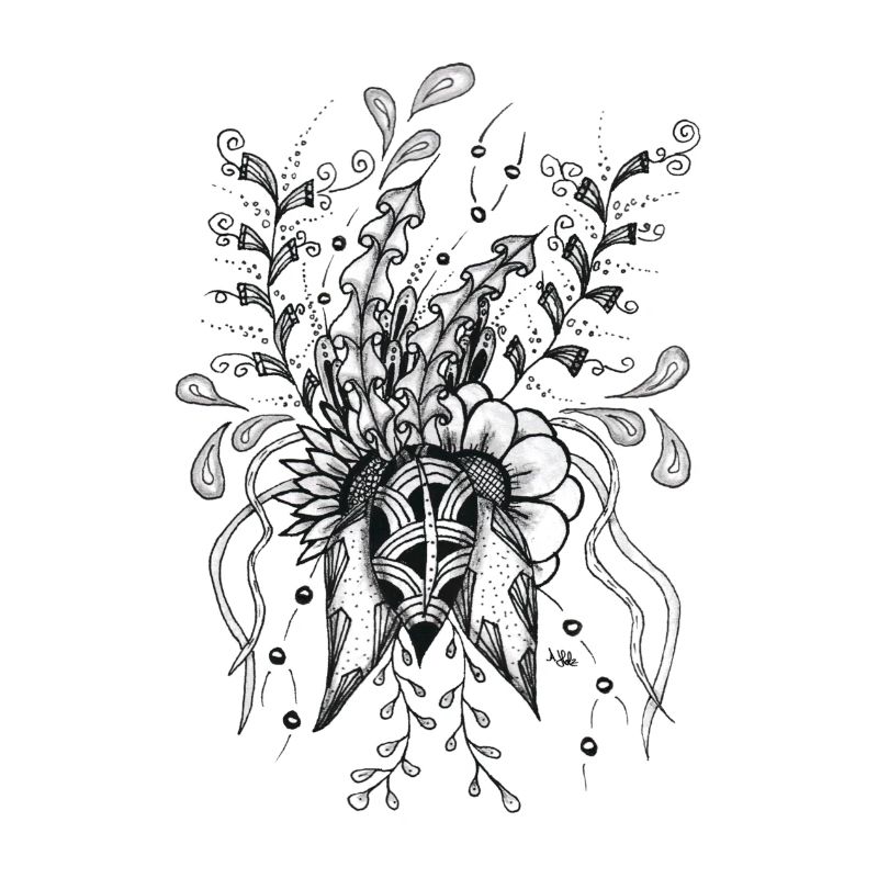 Tangle Blume gezeichnet