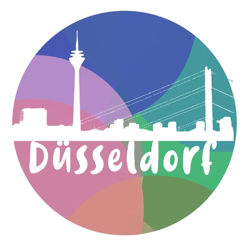 düsseldorf,skyline,kreis,bunt,regenbogen,retro