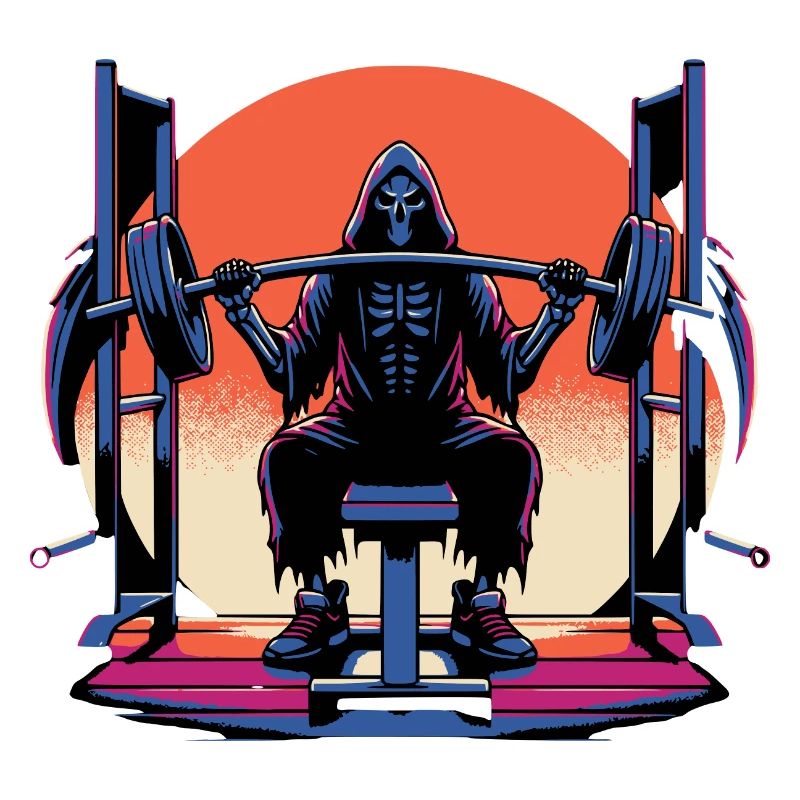 Grim Reaper does shoulder press weight training