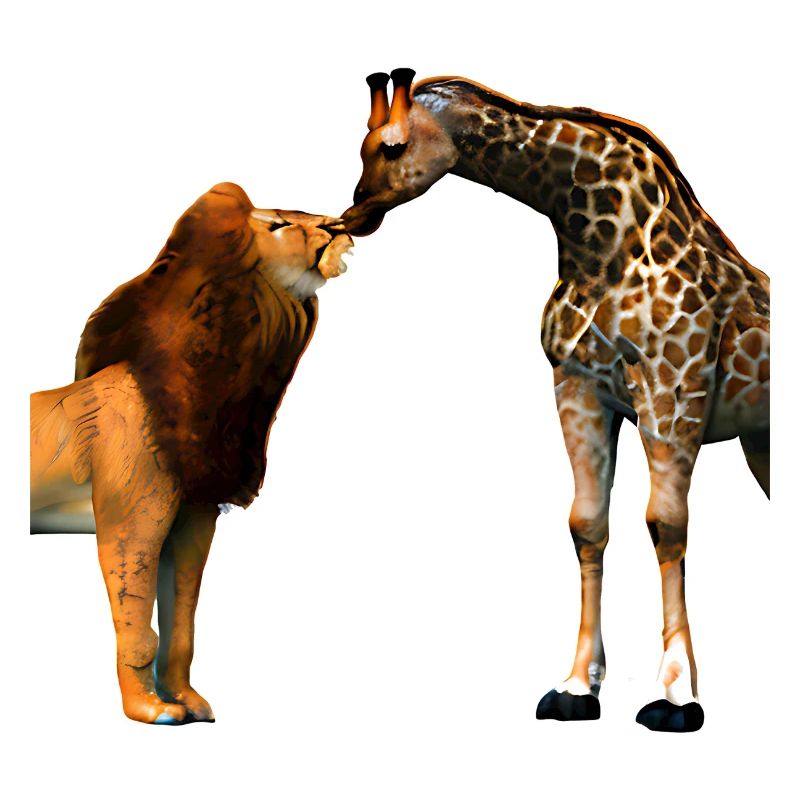 Löwe küsst Giraffe
