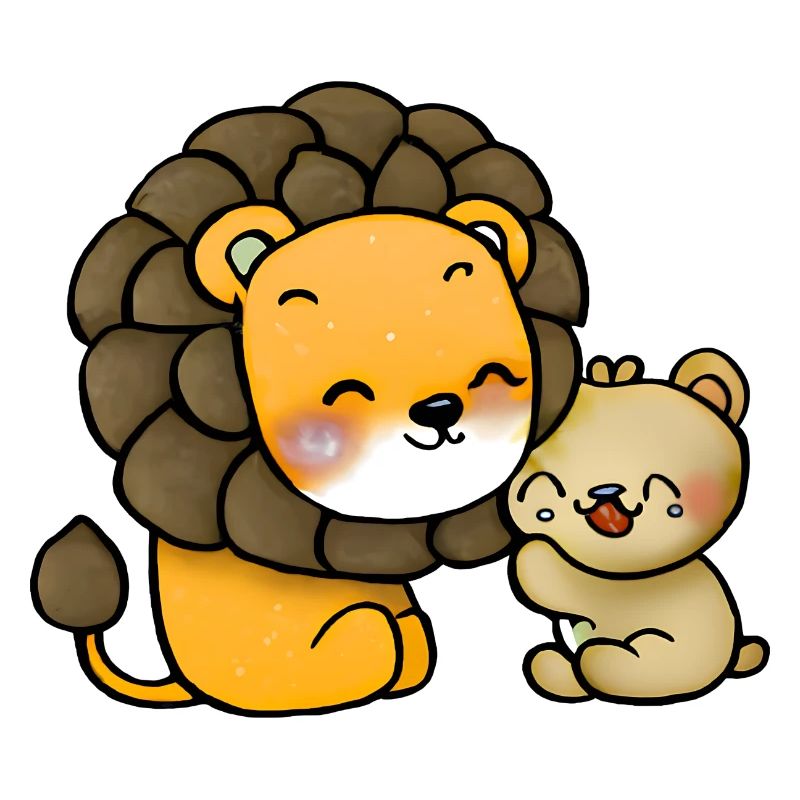 Löwe kuschelt Bär