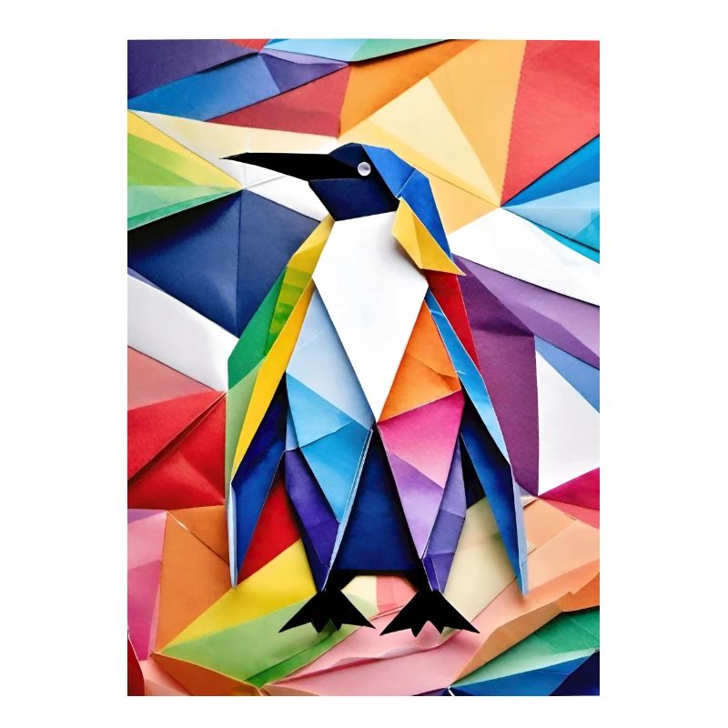 Regenbogen-Origami-Pinguin