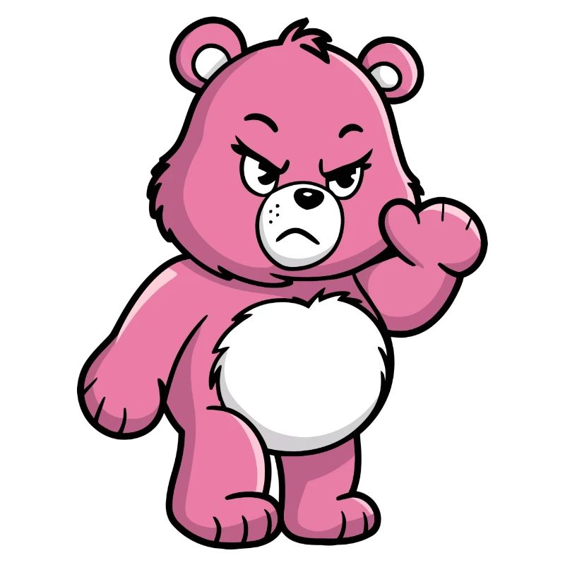 Wütender rosa Bär Karikatur