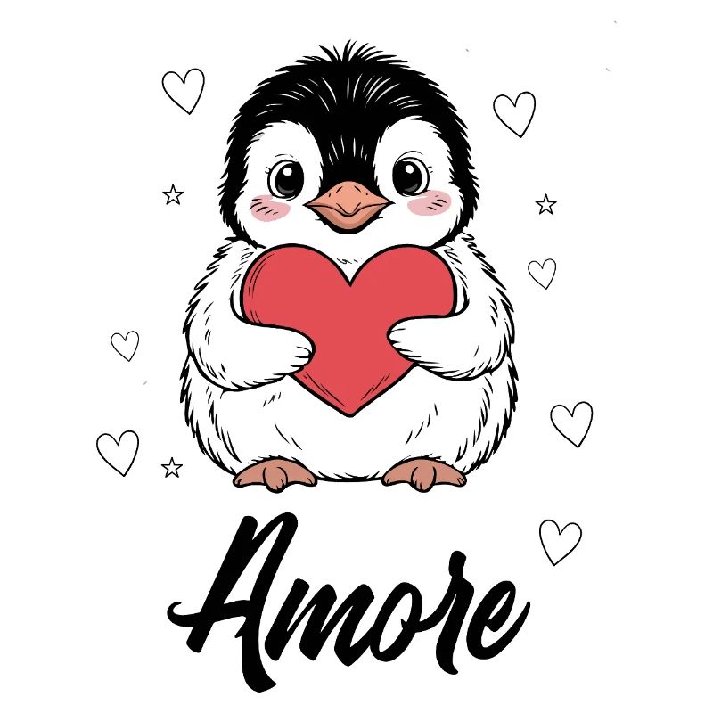 Süßer Pinguin mit Herz