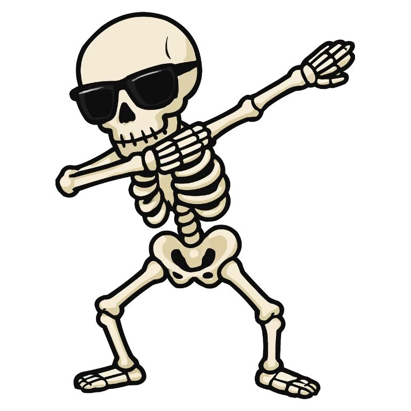 Skelett Dab mit Sonnenbrille
