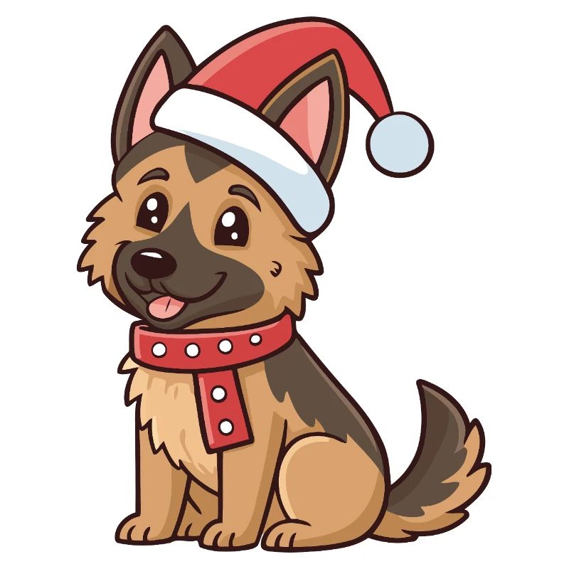 Puppy Shepherd Weihnachtshut Rot