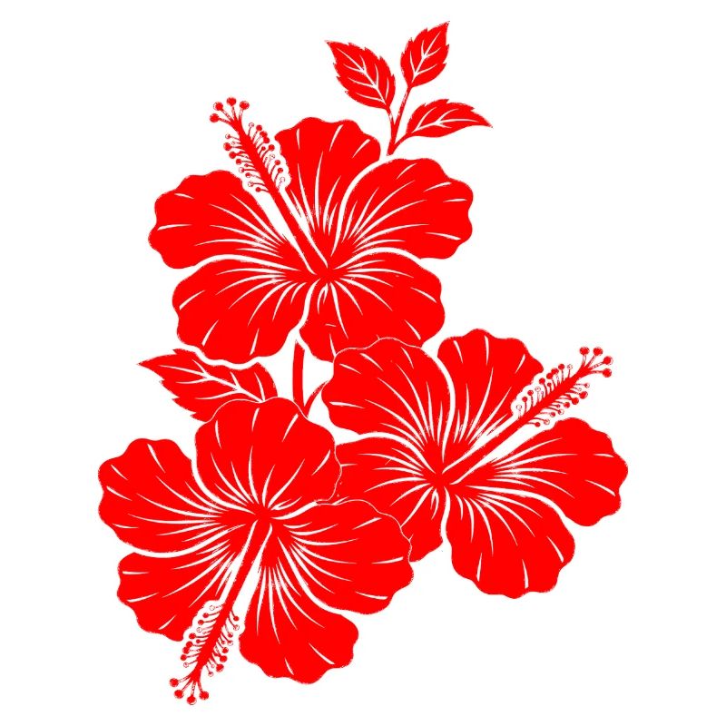 Rote Hibiskus-Dreiblumen-Silhouette