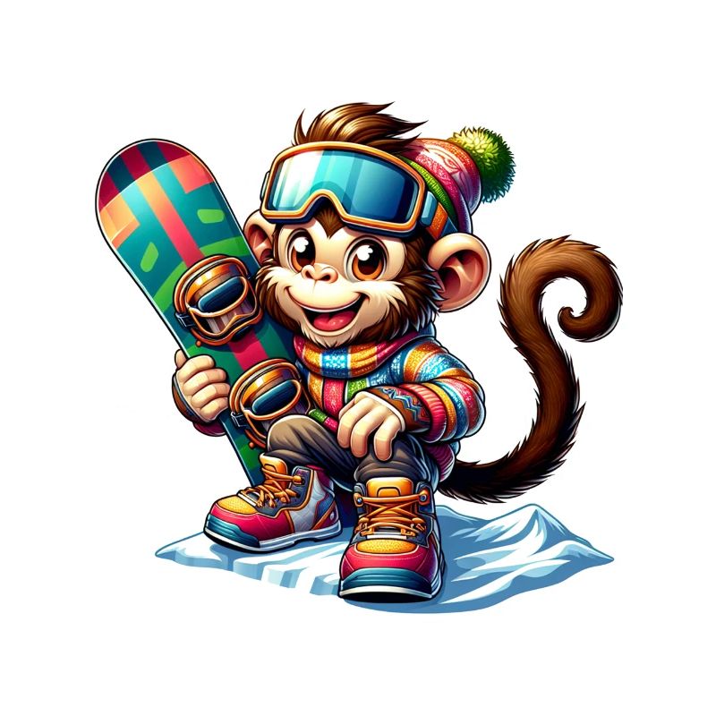 Cute Snowboarder Monkey