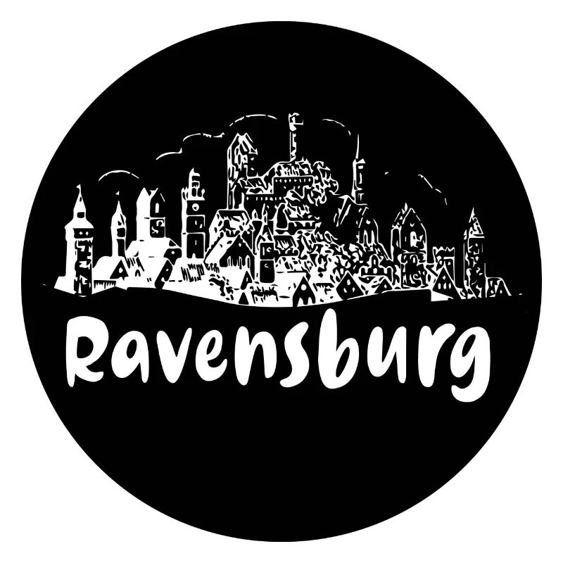ravensburg,skyline, kreis, scherenschnitt,schwarz