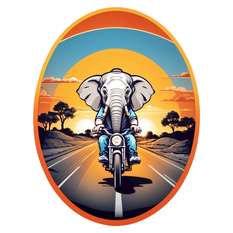 Elephant on motorcycle