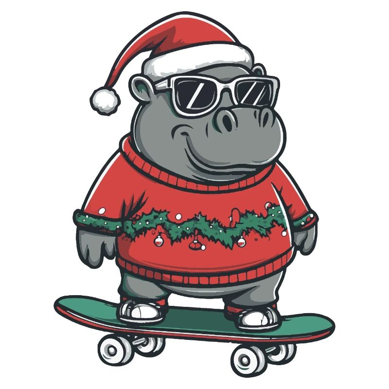 Nilpferd Weihnachten Lustig