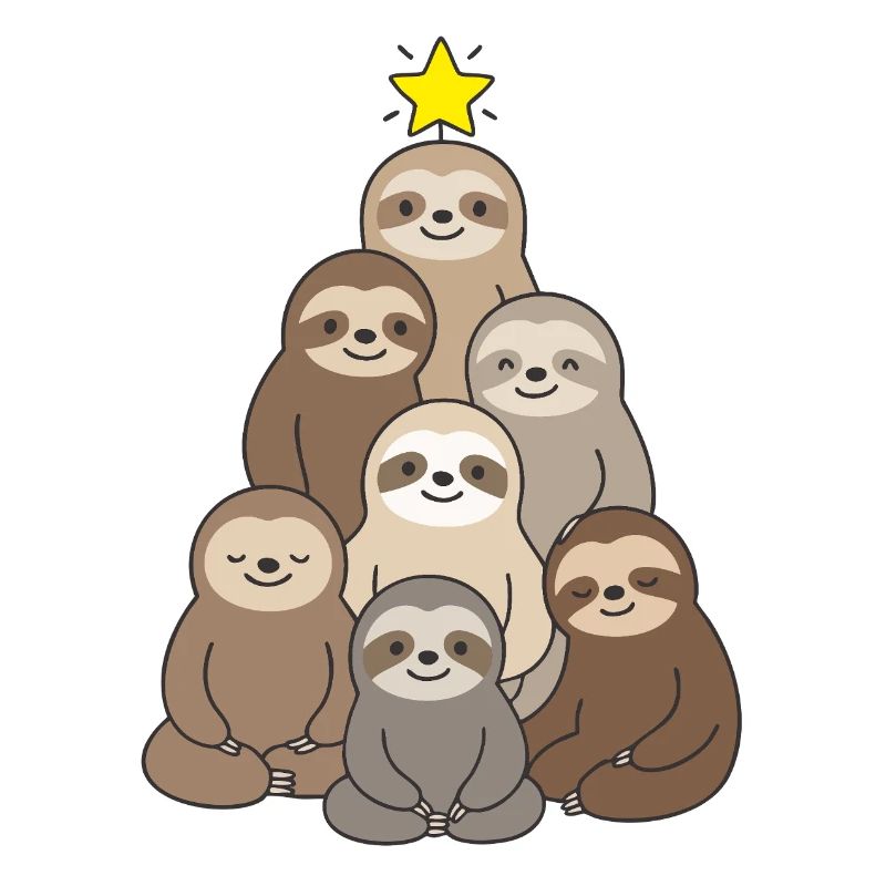 Süßer Faultier-Christbaum Weihnachten cutest