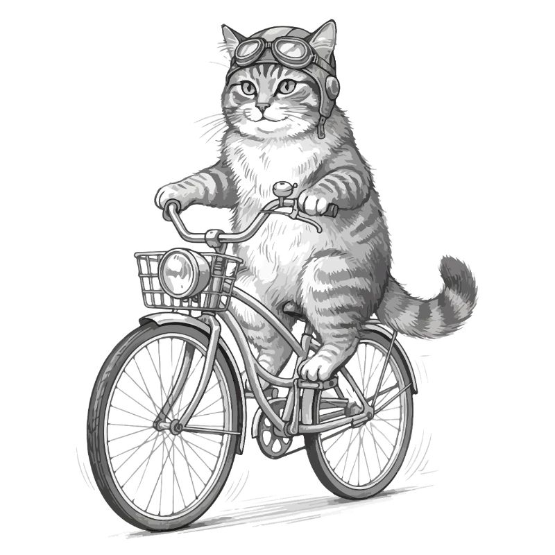 Katzenradfahrer mit Schutzbrille